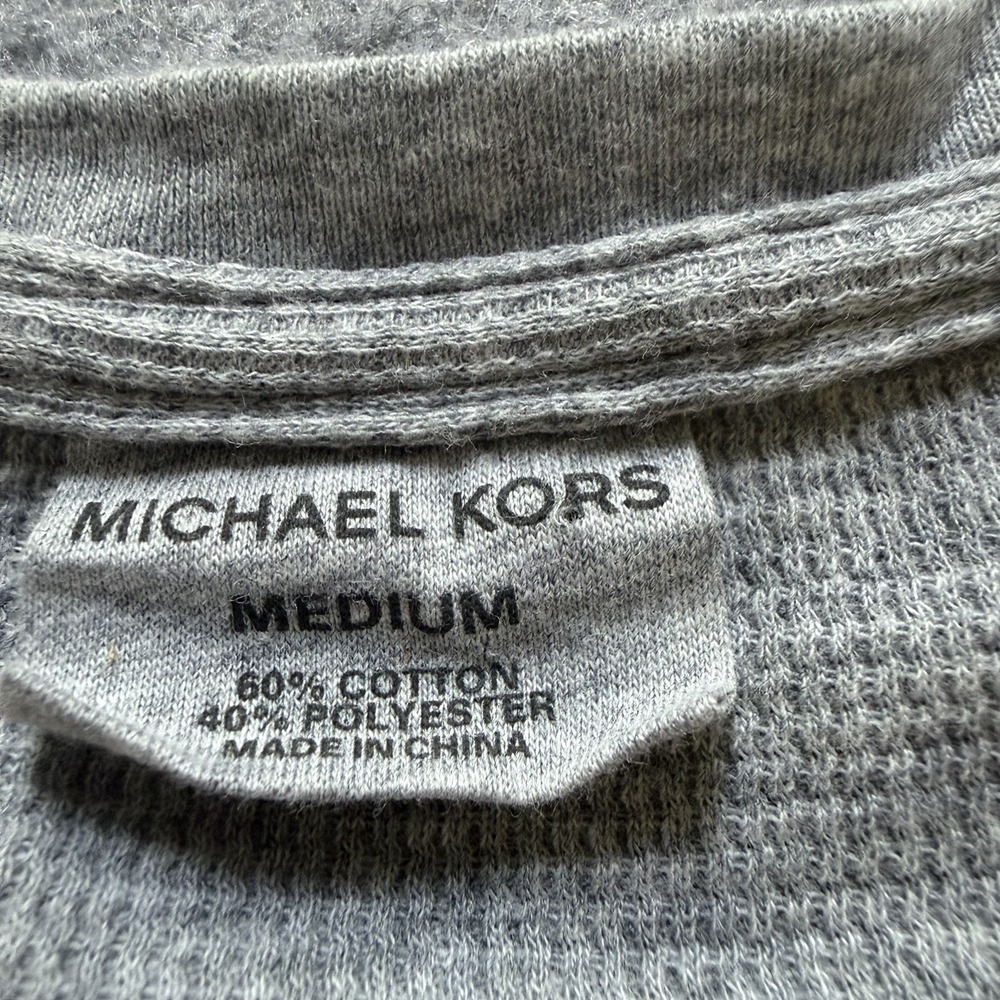 Michael Kors Men's Waffle Knit Long Sleeve Thermal Shirt Heather Gray Size M - Picture 3 of 7